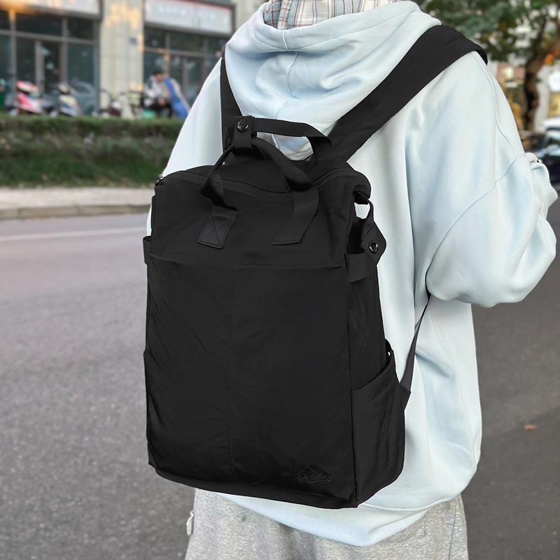 Solid Color Backpack Men's Large Capacity Backpack Women's Computer Bag Student Schoolbag
