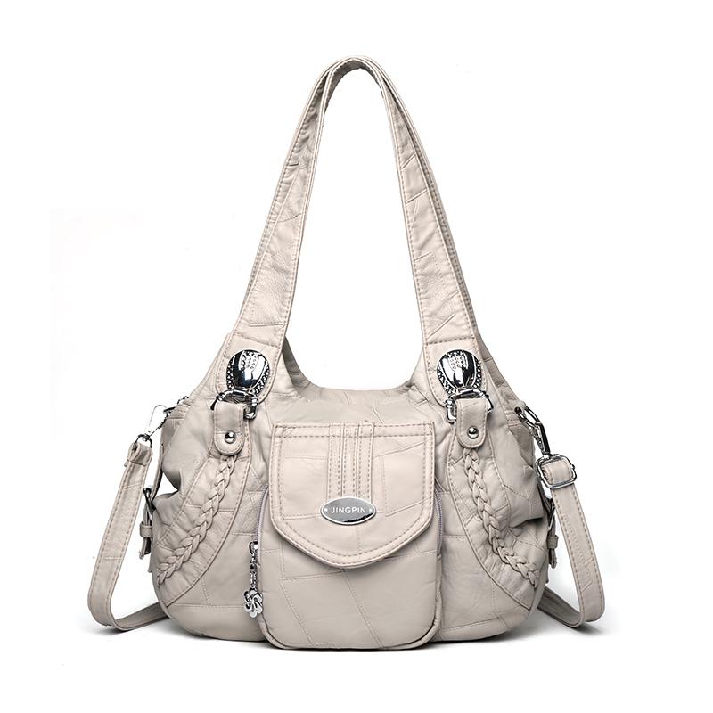 Women's Soft Leather Shoulder Bag Large Capacity Tote Bag Middle-aged Mother Crossbody Bag