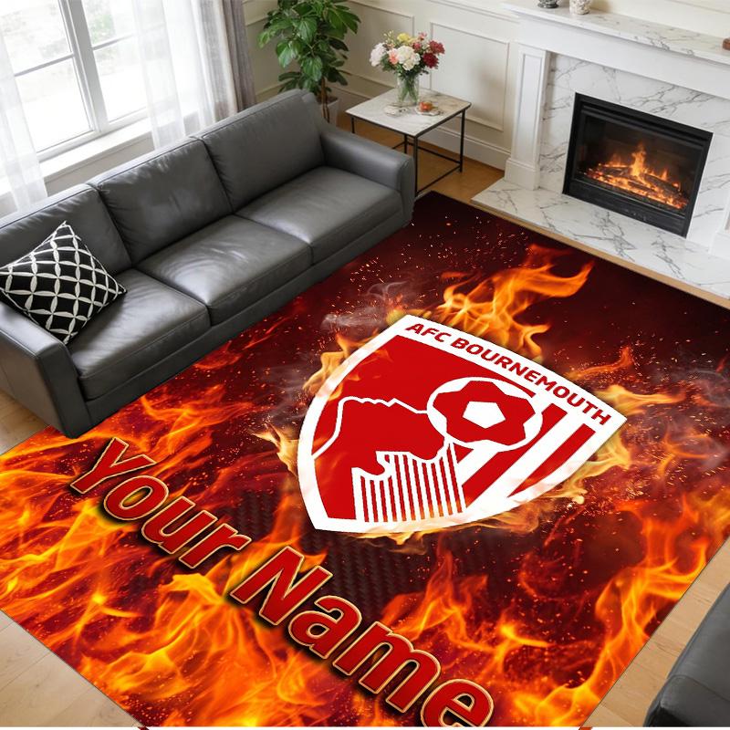Crystal Velvet Rug Custom Name Text, Soft Non Slip Floor Mat Home DecorBournemouth Football
