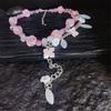 Tooxika Crushed Ice Coloured Pastel Crystal Beaded Flower Patchwork Necklace Niche Sweet Cool Choker Collarbone Chain
