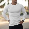 Muscleguys Spring Autumn Knitted Sports Long Sleeved Slim Fit Round Neck Running T-shirt Mens Casual Gym Training Bodybuilding Tees Shirt