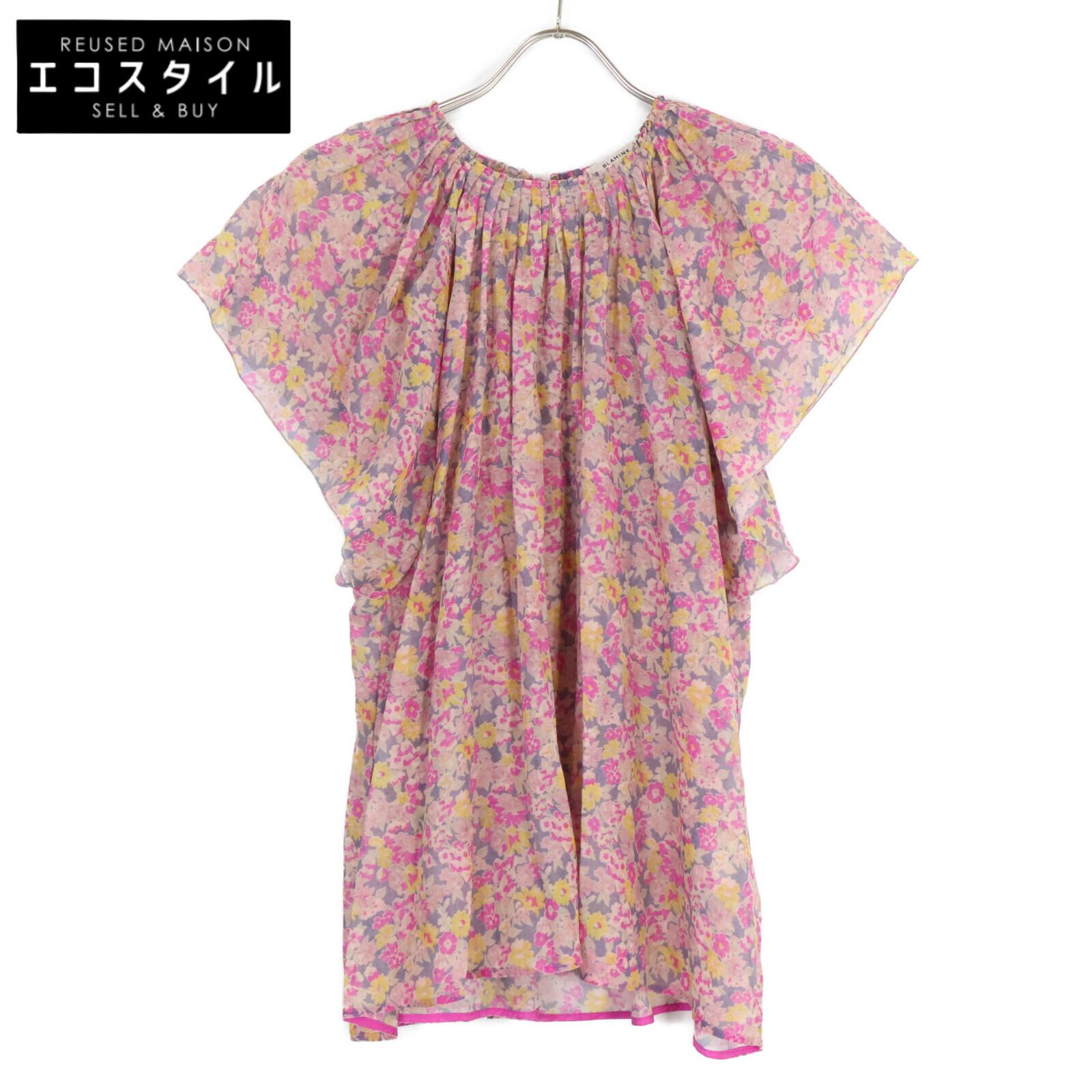 

BLAMINK 7921-230-0072 Cotton Silk MC/S FLW/P GATH NSL Floral Print Blouse tops 38 pinkUsed