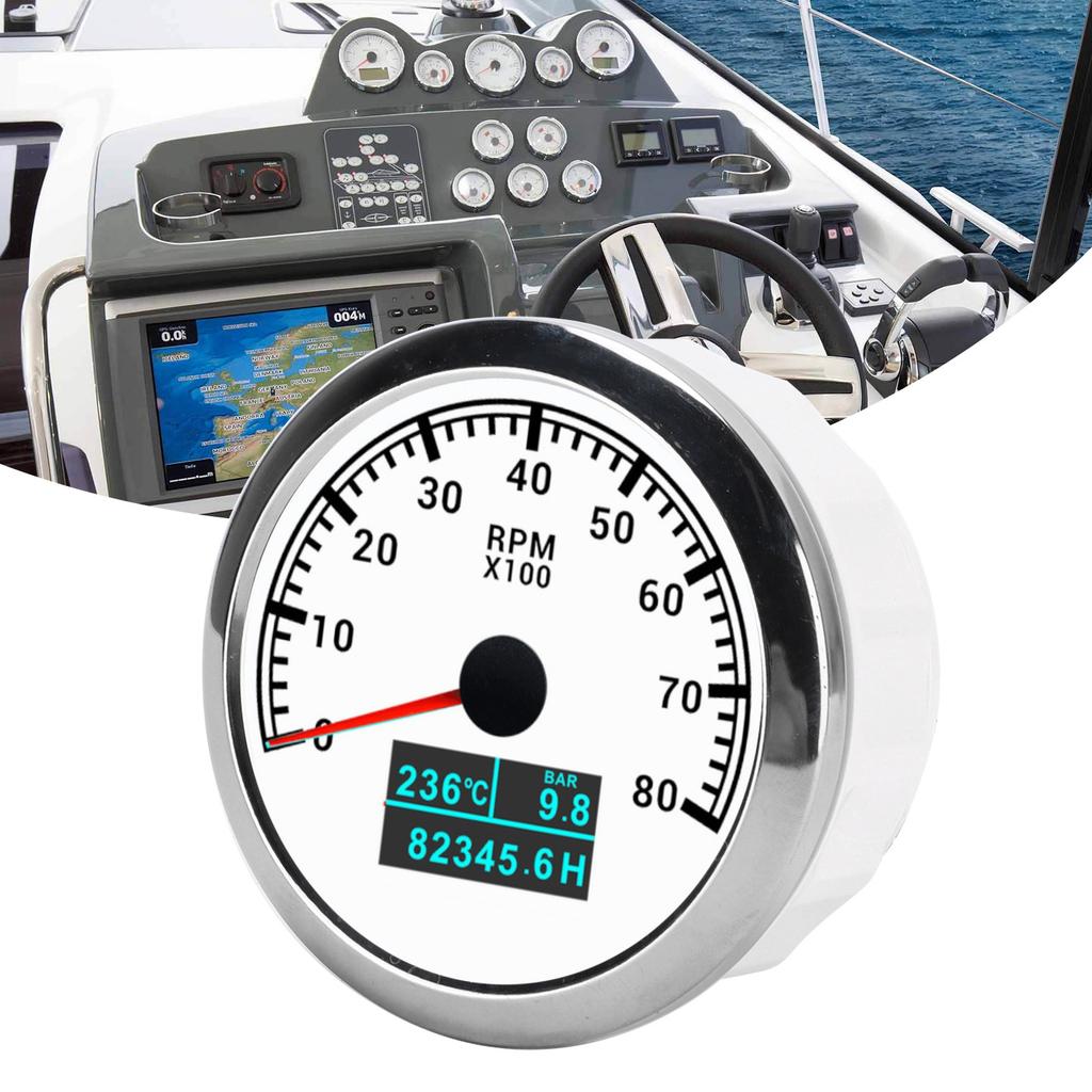 3 In 1 Tachometer Water Temperature Oil Pressure Cumulative Hour Display Pointer IP67 for Car Truck Ship
