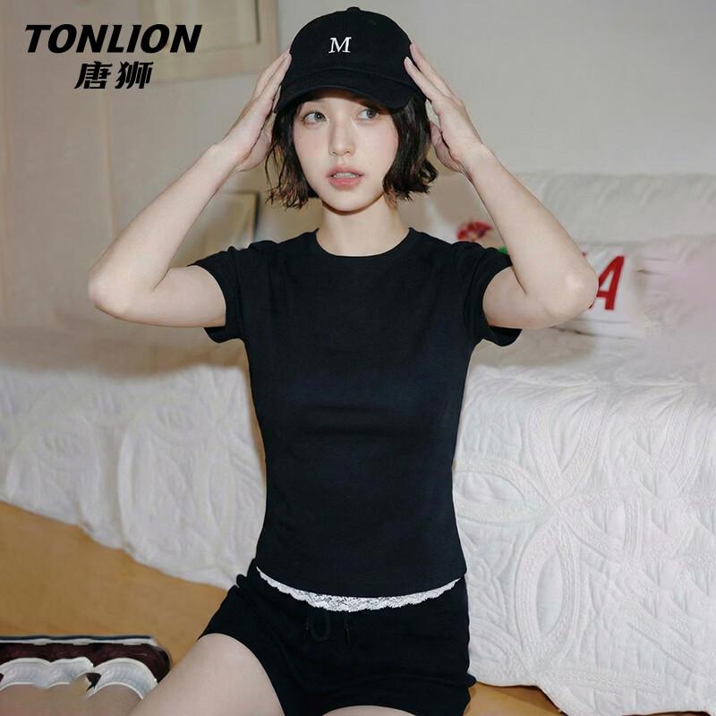TonLion Women's Slim Fit Short Sleeve Round Neck T-shirt