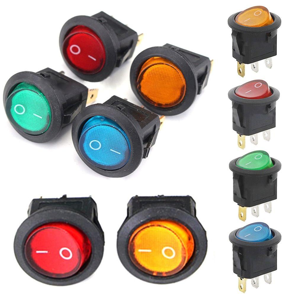 Round Rocker Plug DIY Light Switch Car Button Lights Power Switch Switches