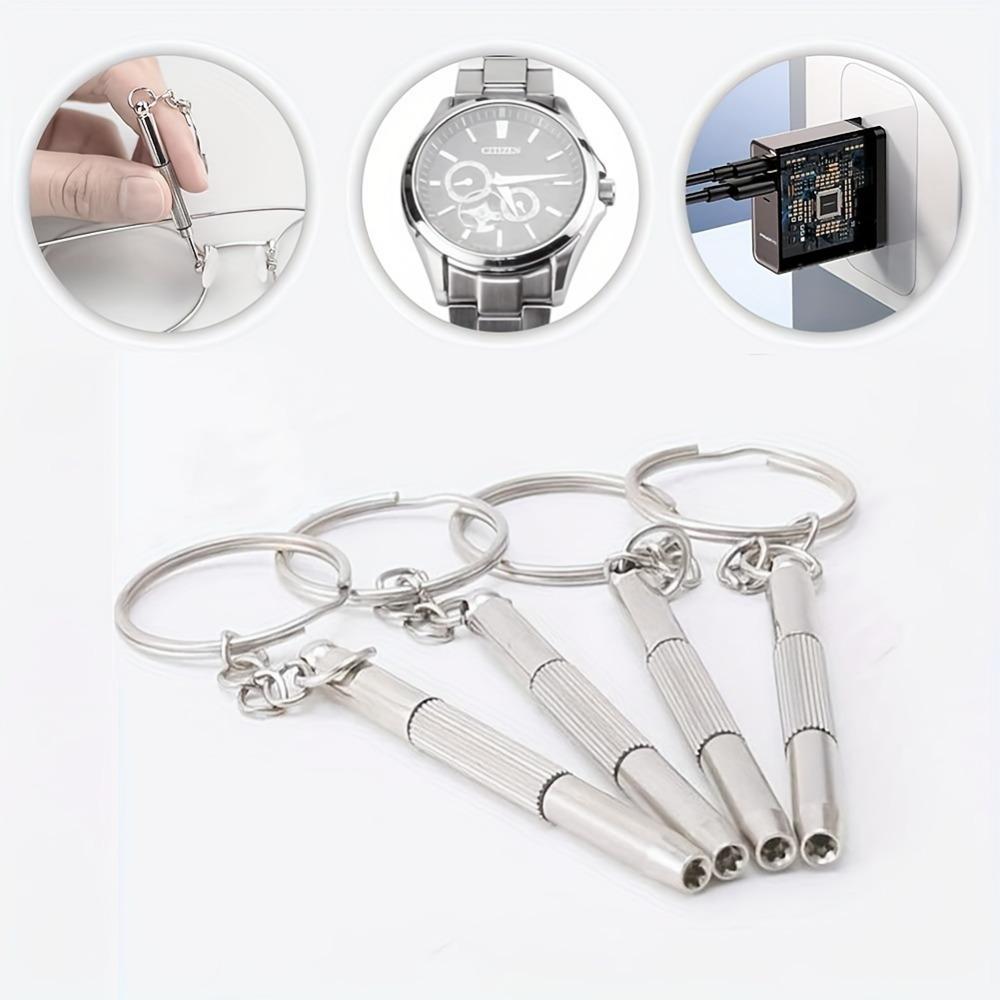 5 Pcs Precision Screwdriver Set with Keychain - Ideal for Eyeglass & Watch Repair