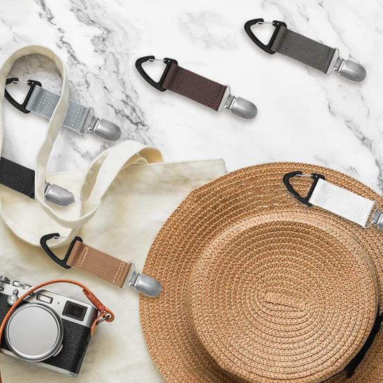 Hat Clip Detachable Strong Grip Multipurpose Webbing Not Easy Break Hands-free Carrying Anti-lost Travel Hat Clip Luggage Hat Clip Handbag Accessories