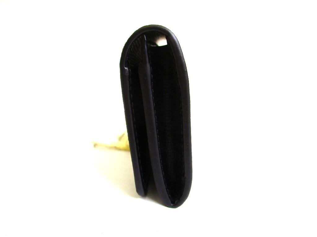 Authentic GUCCI Logo Script Black Leather Business Card Credit Card Holder #b166  Open box