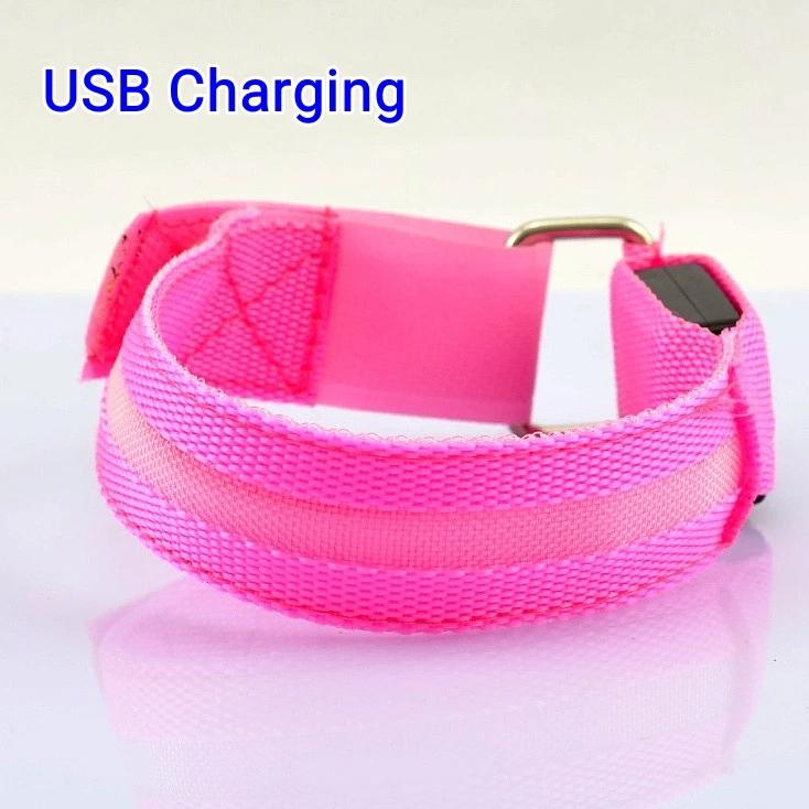 Night Running Armband LED Light Outdoor Sports USB Rechargeable Safety Belt Arm Leg Warning Wristband Cycling Bike Bicycle Light
