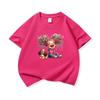 Kids Cotton T Shirt Rainbow Hair Laughing Girl Sitting With Puppy Print Crew Neck Short Sleeve Tee Casual Boys Girls Summer Tops