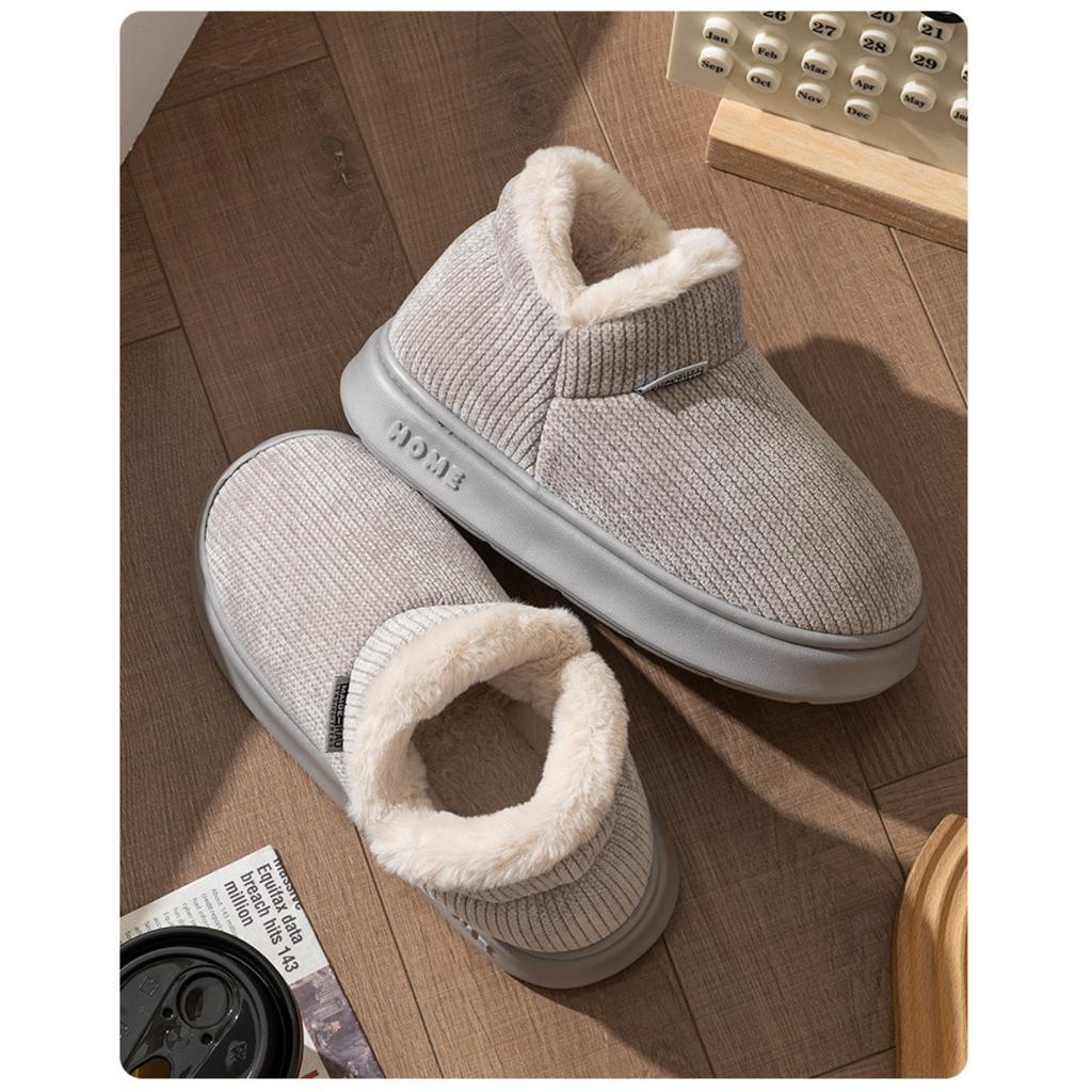 Cotton Slippers for Women, Winter Indoor Home Use, Plush Insulation for Couples, Thick Sole, Anti Slip Cotton Shoes for Men