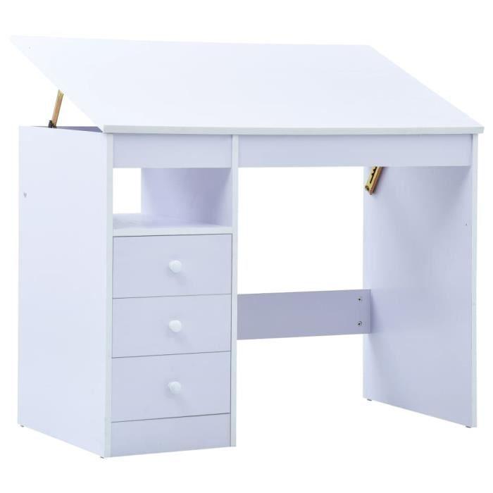 Bureau pour enfants - VIDAXL - Inclinable - Blanc - 3 tiroirs - 100x55 cm