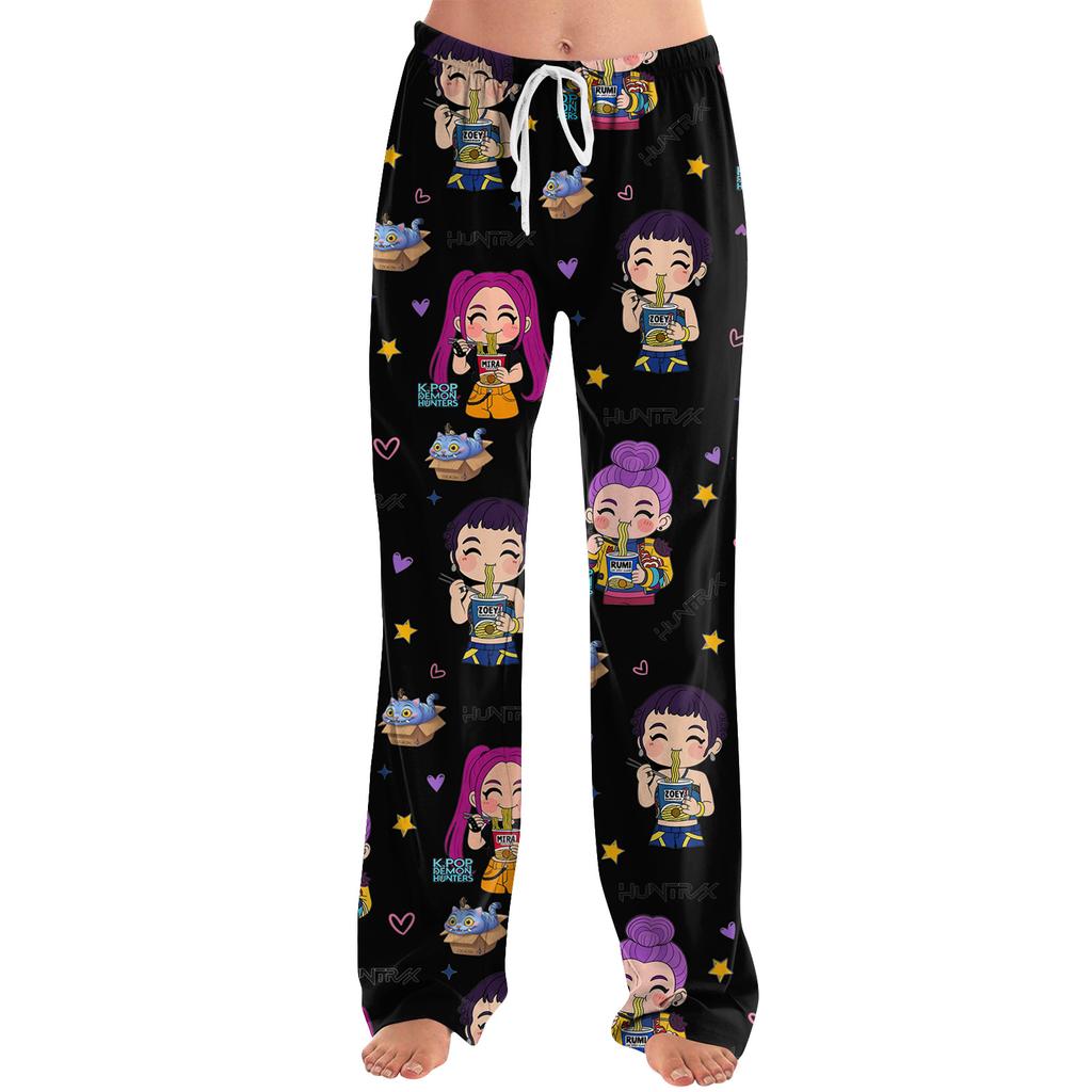 Womens Pajama Pants Sleepwear Casual Drawstring Elastic Waist Pants Comfy Straight Yoga Loose Trousers