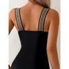 Women's Sexy Backless One-Piece Swimsuit with Ribbon Stitching In Black