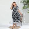 Damenkleid Übergröße Elegantes Temperament Elastische Taille V-Ausschnitt Lange Kleider