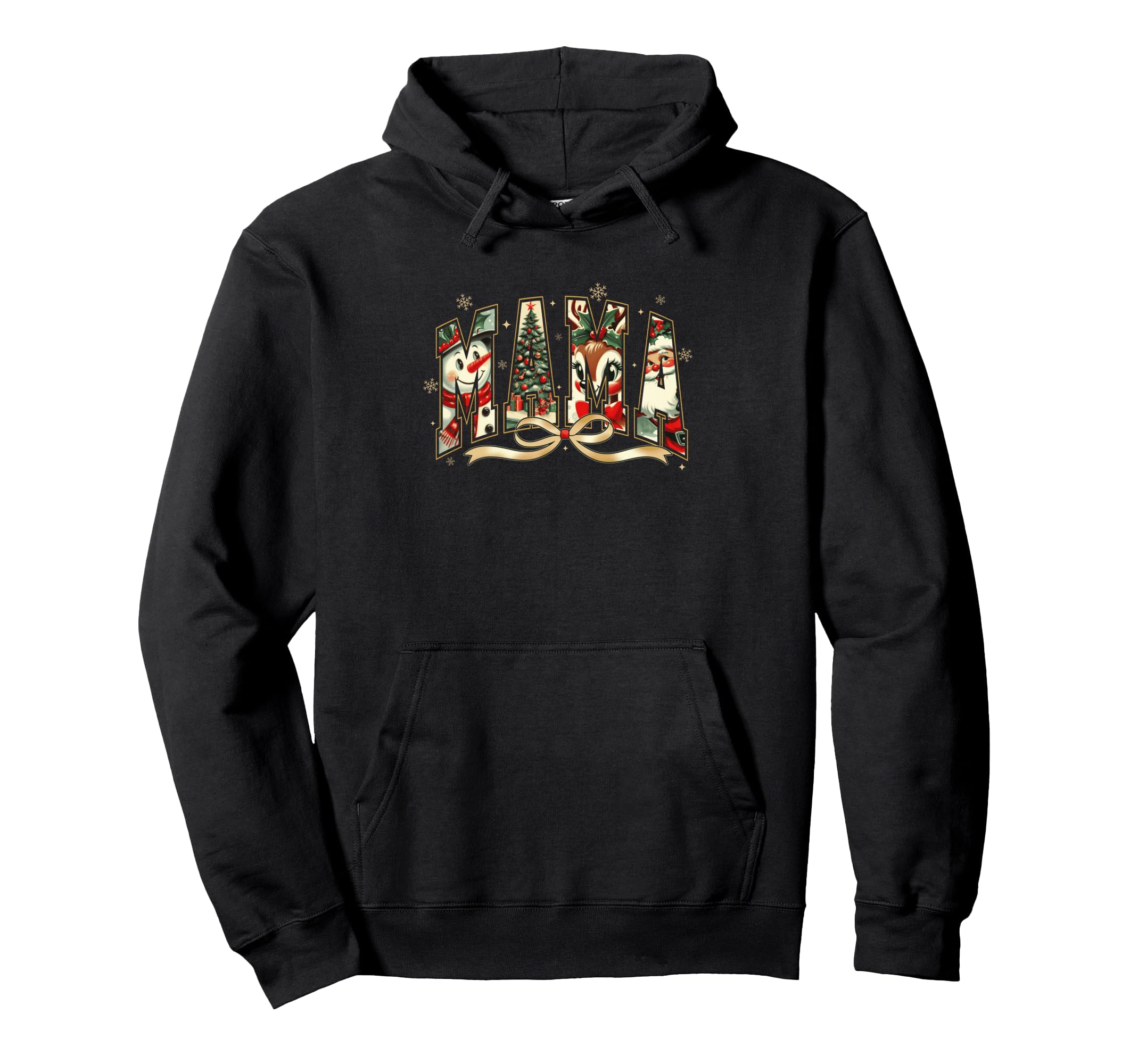 

Mama Christmas Snowman Reindeer Tree Santa Hoodie чёрный