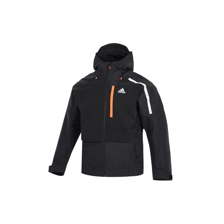 Men s adidas Th Protek Wvjkt Athleisure Casual Sports Solid Color Hooded Woven Jacket Black HM5165 L