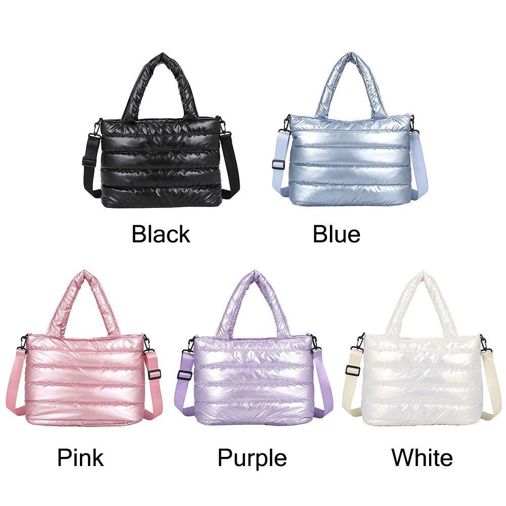 Travel Down Padding for Office Lightweight Puffer Tote Bag Shoulder Bag Quilted Puffy Handbag Down Cotton Padded