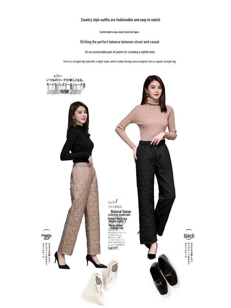 Damen Baumwollhose mit hohem Bund und weitem Bein - Übergröße, warm, dick für Herbst/Winter 2025