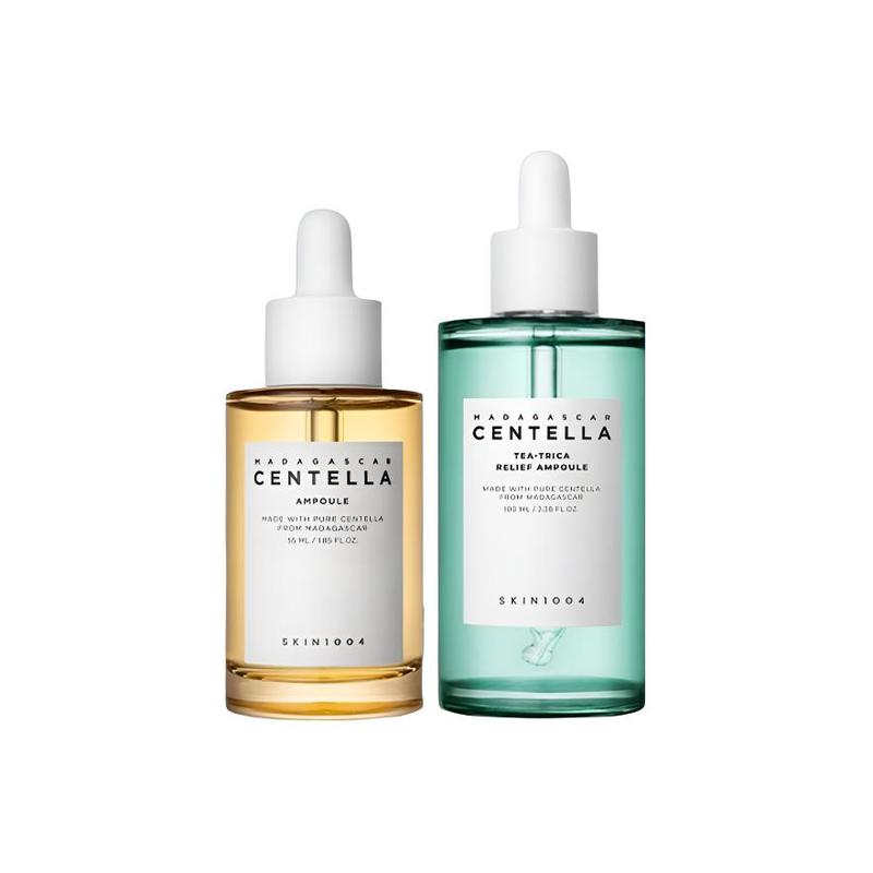 SKIN1004 2Pcs Facial Ampoule Set,100ml Tea-Trica Relief Ampoule+55ml Centella Ampoule,Soothing Repair Skin Care Kit