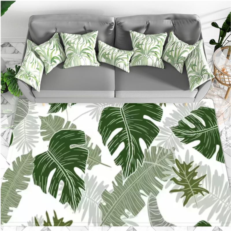 Tropical Plant Green Leaf Floor Mat Home Kitchen Living Room Decoration Antifouling Carpet Bedroom Room Simple Corridor Door Mat