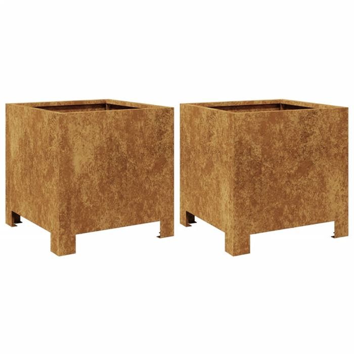 VidaXL Jardinières 2 pcs 30x30x30 cm acier corten, planteur, jardinière de patio, bac à fleurs, jardinière d'extérieur, 851198