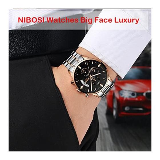 Watch Men's Arm Watch Big Face Chronograph Business Brand Analog Stylish Casual Metal Band Stainless Steel Gentleman Men's Date Fluorescent Luxury