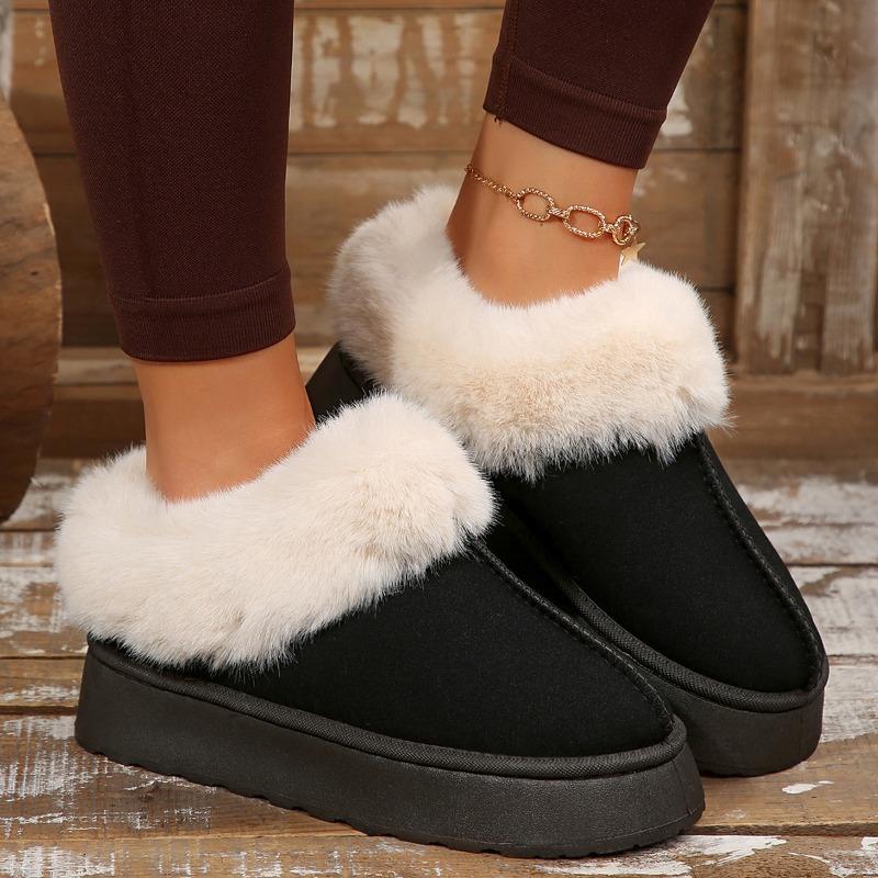 European and American Large-size Autumn and Winter New Thickened Warm Snow Boots for Women with Thick Soles and One Pedal of Fluffy Boots