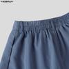 INCERUN Men High Waist Back Elastic Pockets Casual Long Wide Legs Trousers Pants