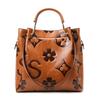 Bolsa Tote Feminina da Moda, Em Relevo com Letras Vintage, Grande Capacidade, Couro PU, Alça Ajustável, Bolsa Profissional para Negócios, Deslocamento, Advogada, Professora