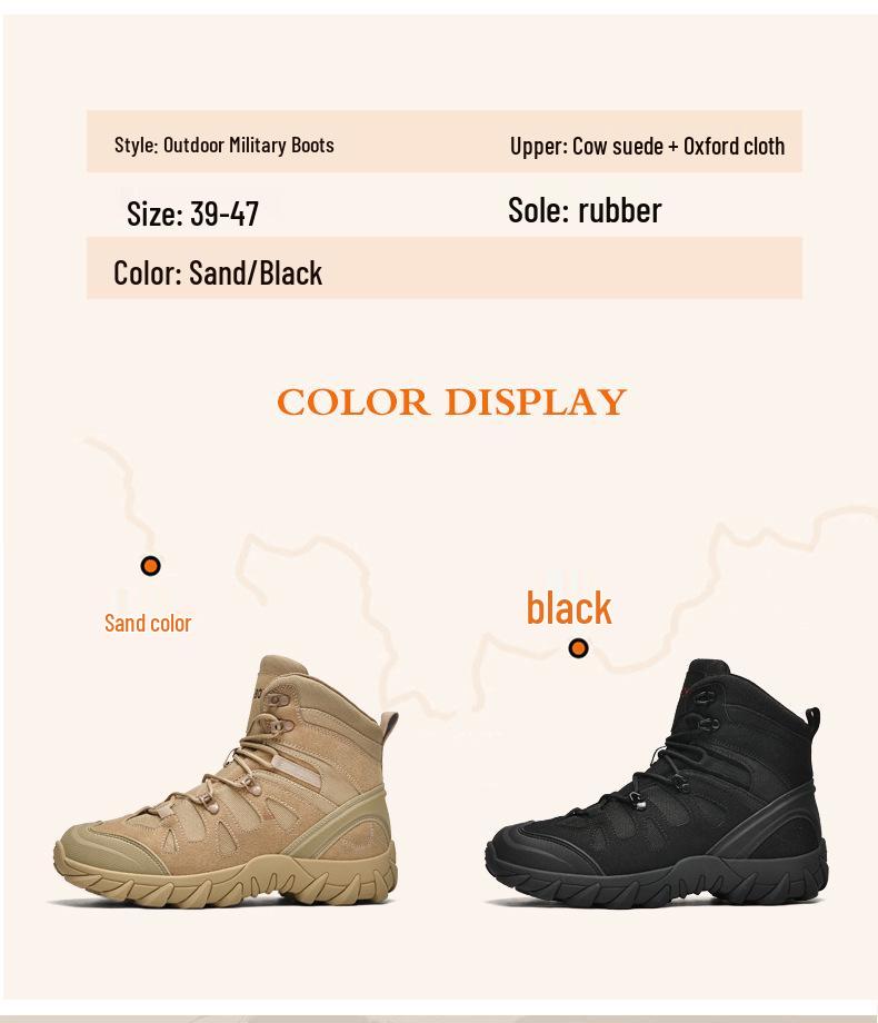 Men's Stylish High-Top Tactical Combat Boots for Outdoor Travel and Mountaineering