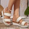 Fashion Vintage Woven Wedge Heeled Slippers Women Summer Plus Size 36-43 Thick Bottom Sandals Woman Comfort Platform Beach Sandles Mujer