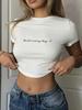 European and American Stylish Cropped Tee - Trendy Letter Print for Sexy Hot Girl