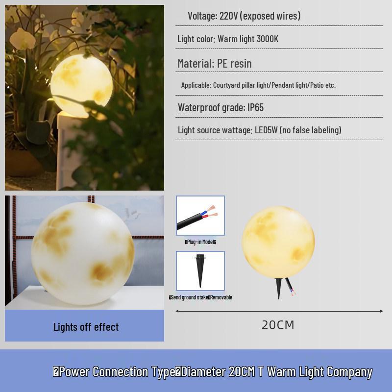 Solar-Powered Outdoor Moon Lamp: Waterproof Atmosphere Light for Gardens, Villas, and Terraces