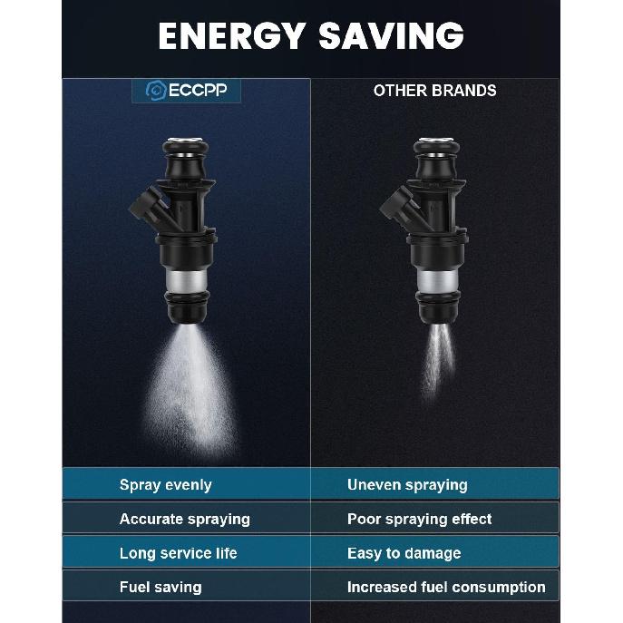 Fuel Injectors Kits ECCPP 8pcs High Performance Black 4 Hole Fuel Injector 17113553 17113698 for Cadillac for Chevy for GMC for Hummer