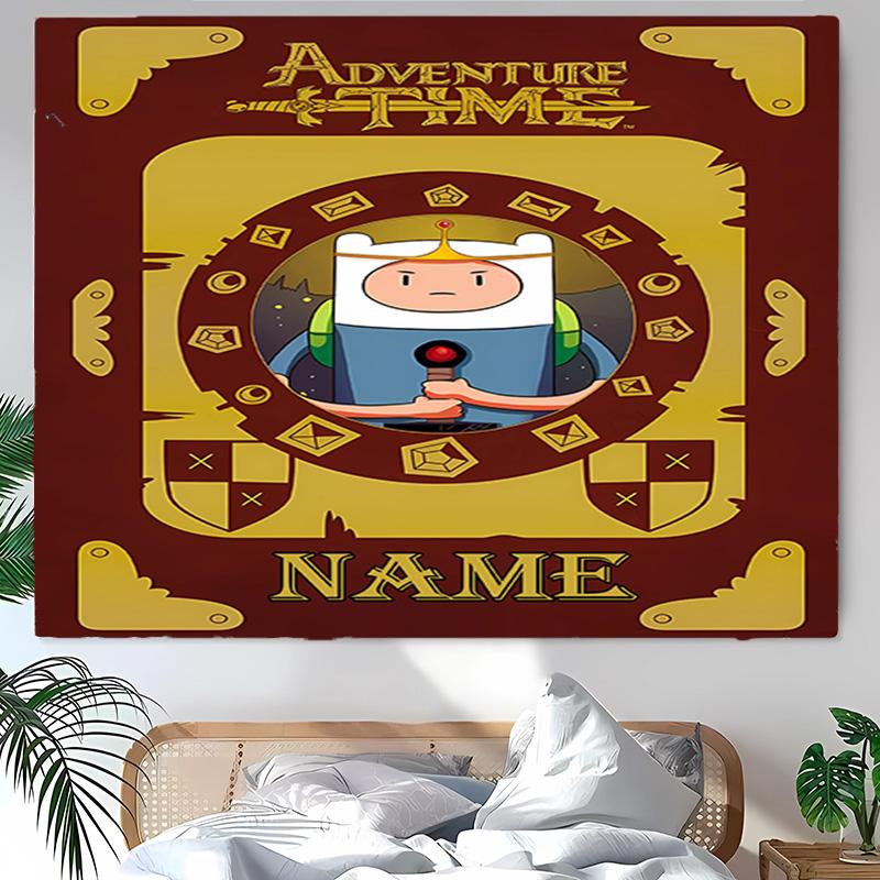 Personalized Adventure Time Background Tapestry,Custom Name Birthday Party,Multifunctional Wall Decoration for Home Decor,Various Occasions