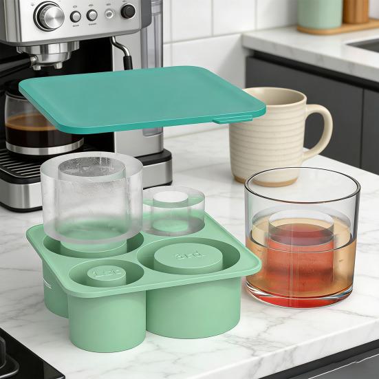Creative Cylinder Ice Cube Tray Easy-Release Silicone Ice Mold BPA-Free Leak-Proof Lid Easy Release Ice Maker for Cocktails Coffee Summer Drink