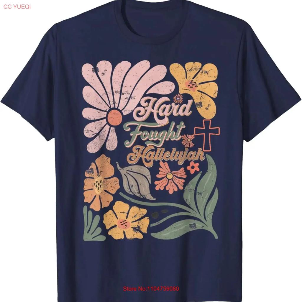 Boho Retro Christian Hard Fought Hallelujah T Shirt Vintage Washed Comfortable Top For Everyday Wear Soft Designer Clothes