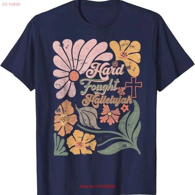 Boho Retro Christian Hard Fought Hallelujah T Shirt  Vintage Washed Comfortable Top For Everyday Wear Soft Designer Clothes