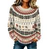 Maglione Pullover da Donna Casual Elegante a Manica Lunga con Collo Alto e Stampa Natalizia