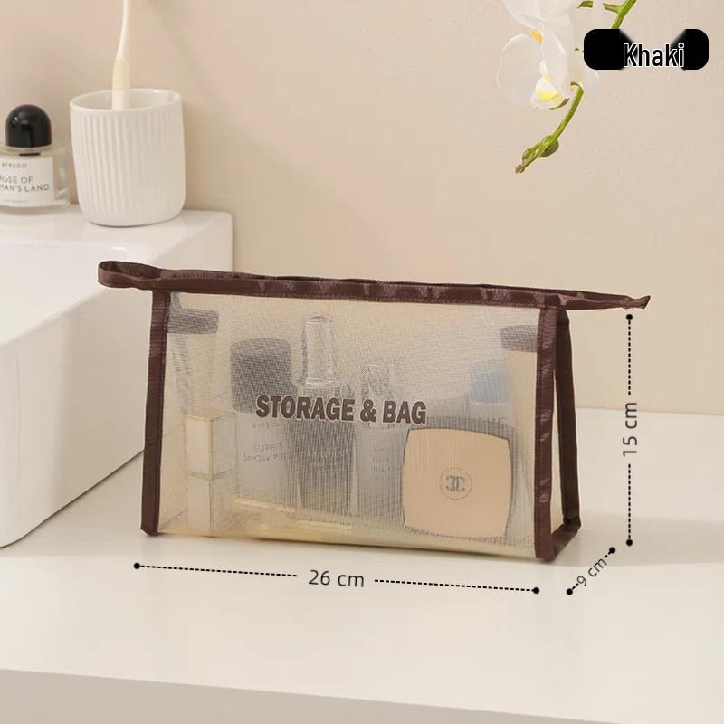 Breathable Mesh Makeup & Toiletry Bag - Portable, Large Capacity for Travel