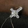 Luxury Women Crystal Cross Pendant Necklace Charm Silver Color Chain Necklace for Women Cute Bride Hand Cross Wedding Necklace