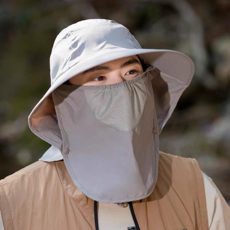 

Hat Men S Summer Bucket Hat Sun Protection Visor Hat Big Shawl Men S Spring And Summer Fishing Hat Big Brim Sun Hat Mountaineering M（56-58cm） світло-сірого кольору