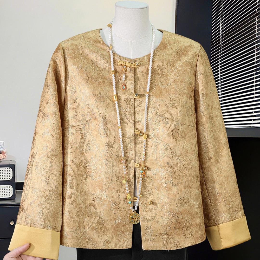

Elegant Spring Outerwear: New Chinese Style Cardigan for Middle-Aged and Elderly Women - 2026 Collection L (for below 60 kg)