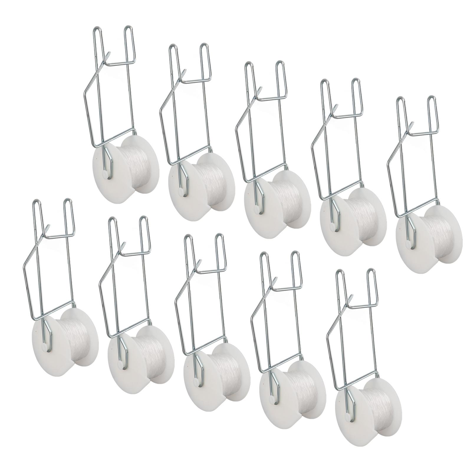 

10pcs Tomato Roller Hooks Galvanized Steel Wire PP Heat Resistant Space Saving 15m Twine Vine Crop Trellis Roller Hooks
