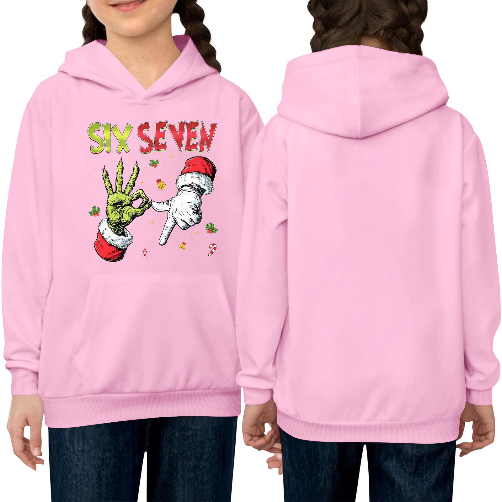 

Children s Long-sleeved Loose-fitting Pullover Hoodie With Drawstring And Solid Color 120 розовый