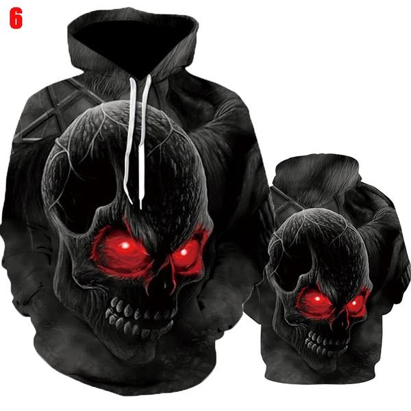 Unisex 3D Skull Print Hoodies Men Women Personality Hip-hop Street Hoodie Pullover