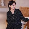 2025 Herbst Damen Gestreifter Revers Pyjama Set - Lässige Langarm Homewear für Drinnen & Draußen