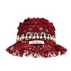 Summer Beads Knitted Hat Hollow Weave Basin Caps Sweet Crochet Bucket Hat  Ladies