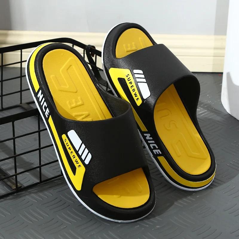 2024 New Men's Slippers Anti-Slip Deodorant-Free Outer Wear Bathroom Home Trendy Summer Slippers PVC Base PVC Face Material